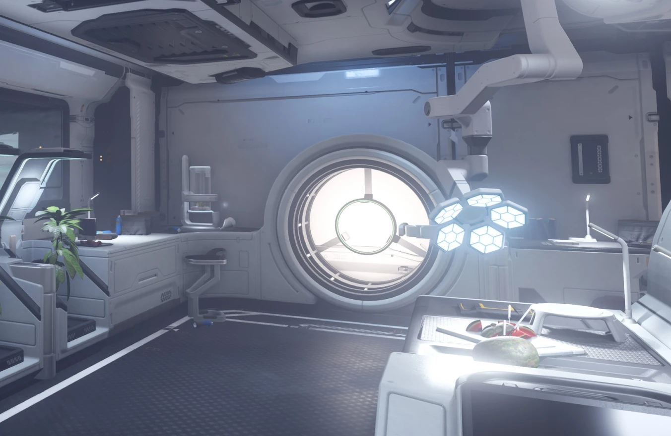 Medical laboratory stationed on a planetary surface.